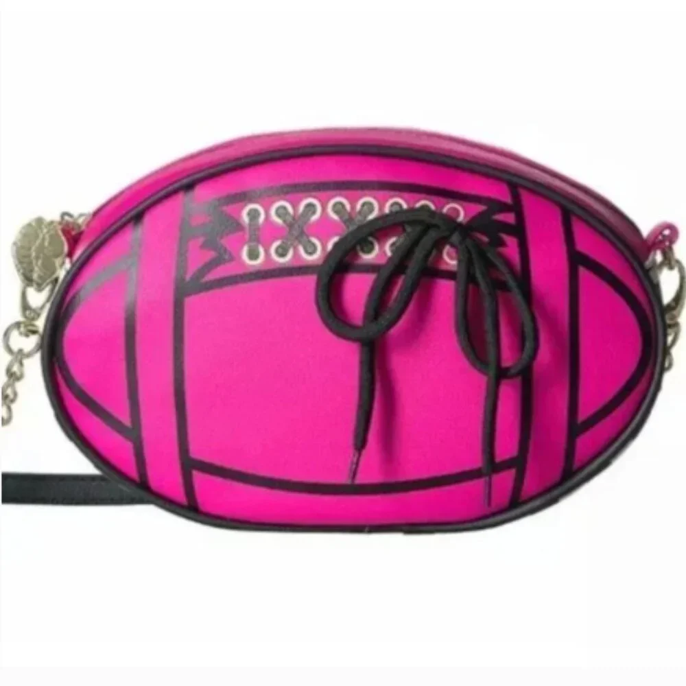 Betsey Johnson Fuchsia Football Crossbody - Picture 2 of 9